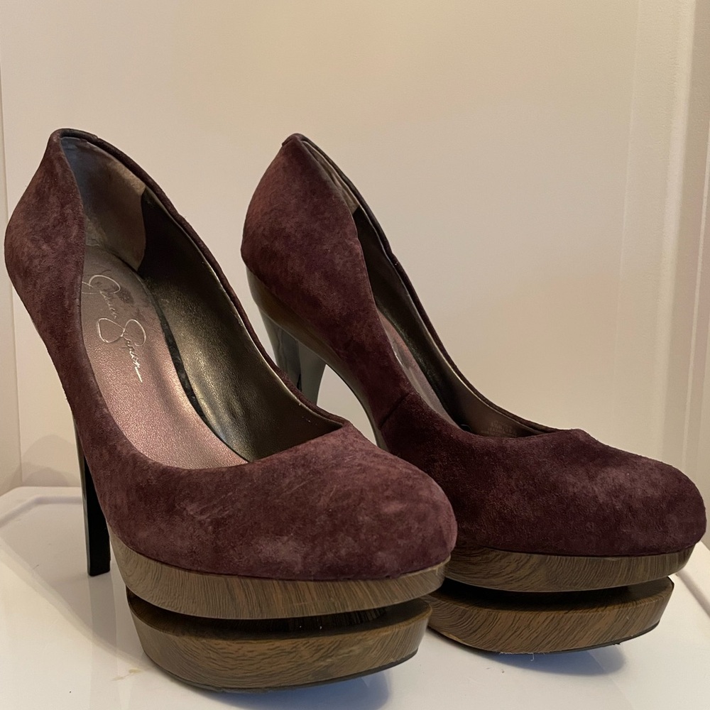 Jessica Simpson Purple Suede Platform Heels size 8.5